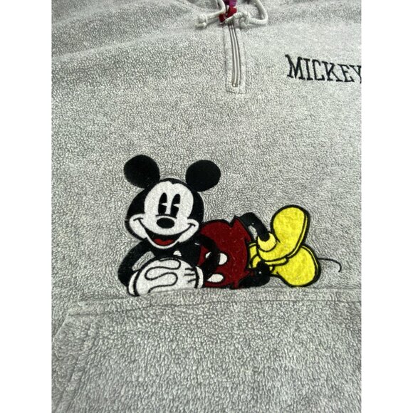 VTG 90's Mickey Mouse Gray Hoodie Sweatshirt Fleece  Womens+  22/24 - Picture 2 of 9
